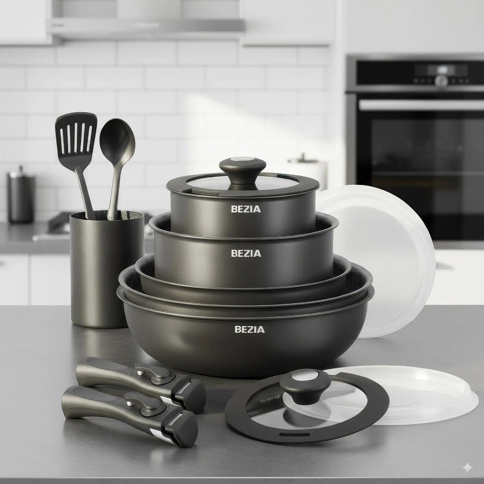 5-Piece Induction Cookware Set with Removable Handles – Yui's Kitchen