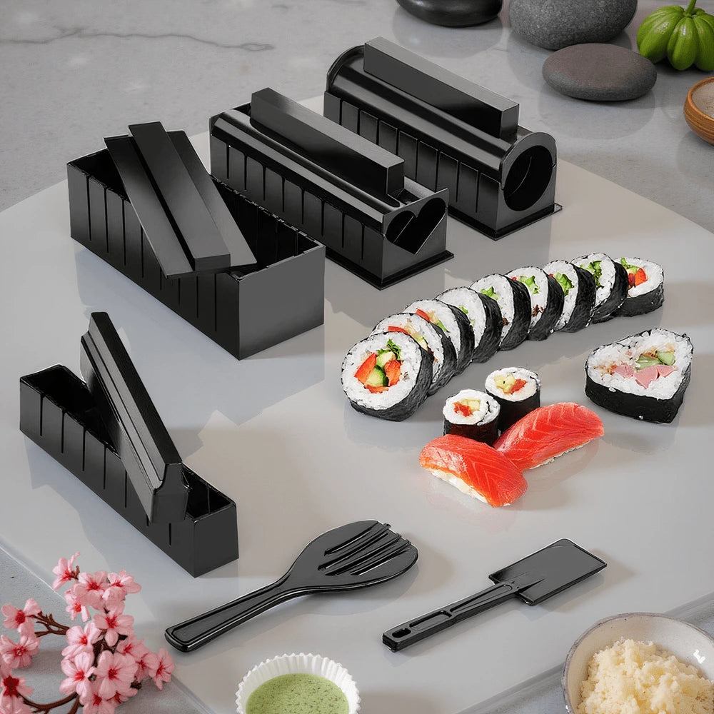thumbnail image 2 of TIKA 10-Piece DIY Sushi Making Kit – Complete Roller, Mold & Tool Set For Home Prep 2 of 4