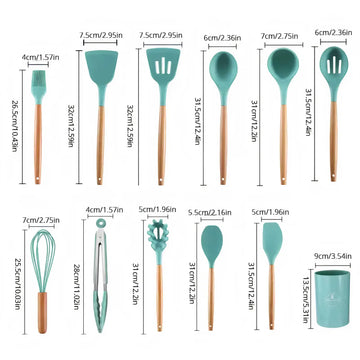 12-Piece Silicone Kitchen Utensil Set – Heat Resistant - Yui's Kitchen