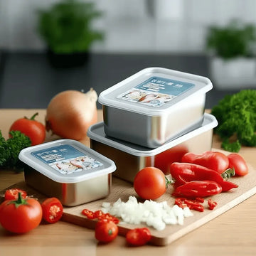 304 Stainless Steel Food Storage Tray with Cover