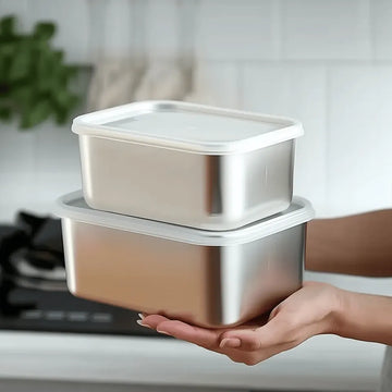 304 Stainless Steel Food Storage Tray with Cover