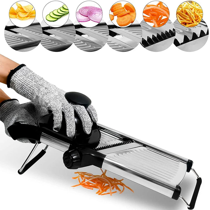 Adjustable Mandoline Slicer – Stainless Steel Vegetable Slicer and Chopper