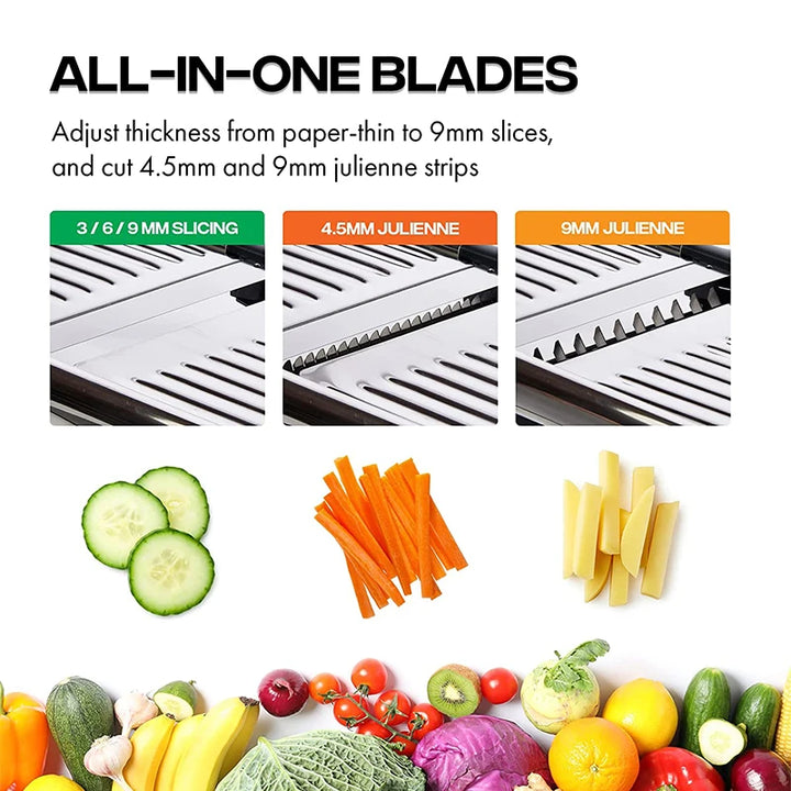 Adjustable Mandoline Slicer – Stainless Steel Vegetable Slicer and Chopper