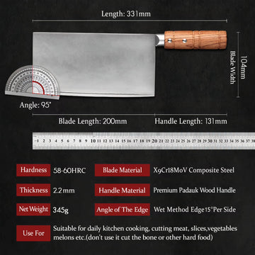Composite Steel Razor Sharp 8-Inch Cleaver Knife - Yui's Kitchen