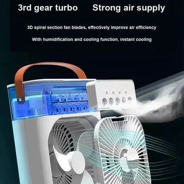 3-in-1 Portable Ice Air Cooler Fan with LED Light - Yui's Kitchen