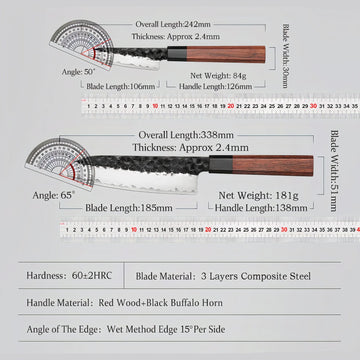 Japanese Chef Knives – Razor-Sharp 3-Layer Composite Steel - 4 PC Set - Yui's Kitchen