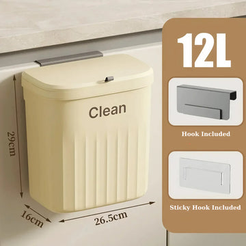 Kitchen Caddy Waste Bin – 8.5L / 12L with Lid - Yui's Kitchen