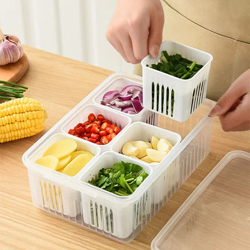 Refrigerator Storage Box – 4/6 Grid Food Organiser - Yui's Kitchen