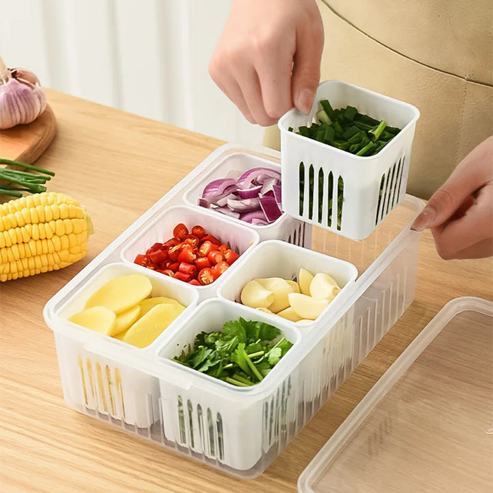 Refrigerator Storage Box – 4/6 Grid Food Organiser - Yui's Kitchen