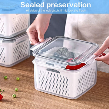 Refrigerator Storage Box with Drain Basket - Yui's Kitchen