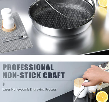 Premium Stainless Steel Honeycomb Non-Stick Frying Pan - Yui's Kitchen