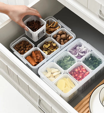 Refrigerator Storage Box – 4/6 Grid Food Organiser - Yui's Kitchen