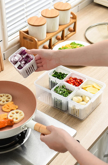 Refrigerator Storage Box – 4/6 Grid Food Organiser - Yui's Kitchen