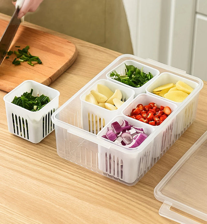 Refrigerator Storage Box – 4/6 Grid Food Organiser - Yui's Kitchen