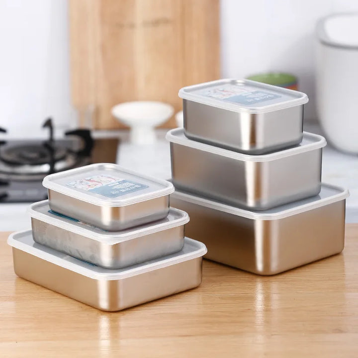 304 Stainless Steel Food Storage Tray with Cover - Yui's Kitchen