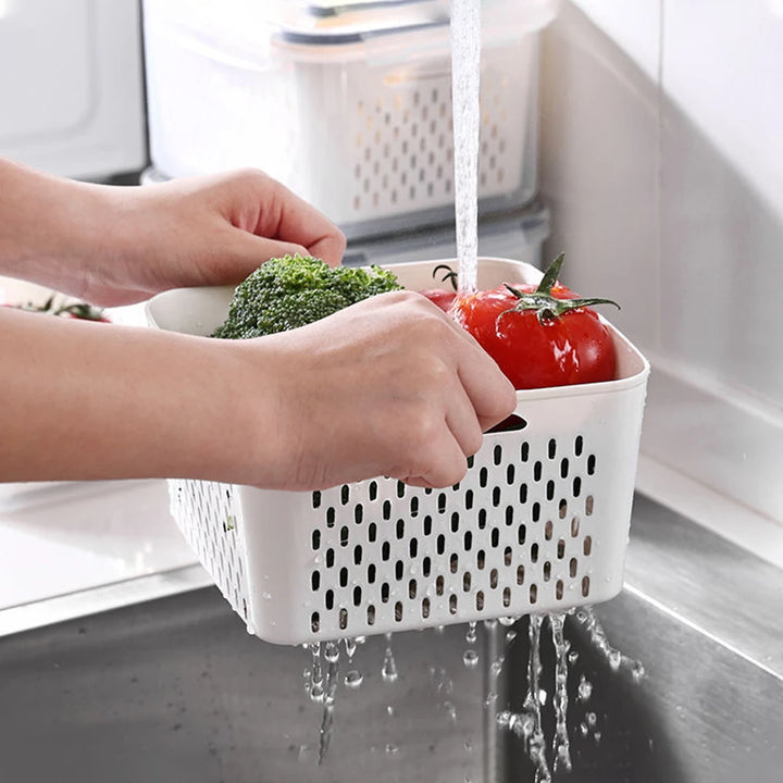 Refrigerator Storage Box with Drain Basket - Yui's Kitchen