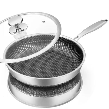 Stainless Steel Honeycomb Hexclad Non-Stick Frying Pan - Yui's Kitchen