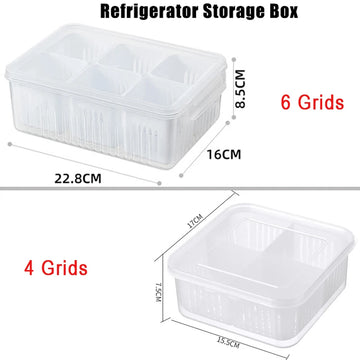 Refrigerator Storage Box – 4/6 Grid Food Organiser - Yui's Kitchen