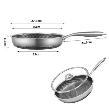 Stainless Steel Honeycomb Hexclad Non-Stick Frying Pan - Yui's Kitchen