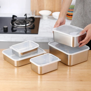 304 Stainless Steel Food Storage Tray with Cover - Yui's Kitchen