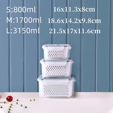 Refrigerator Storage Box with Drain Basket - Yui's Kitchen