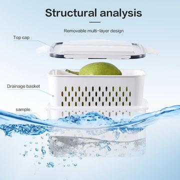 Refrigerator Storage Box with Drain Basket - Yui's Kitchen