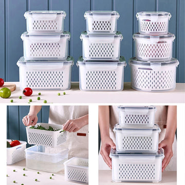 Refrigerator Storage Box with Drain Basket - Yui's Kitchen