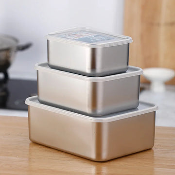 304 Stainless Steel Food Storage Tray with Cover - Yui's Kitchen