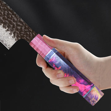 Japanese Hand-Forged Damascus Santoku Chef Knife - Yui's Kitchen