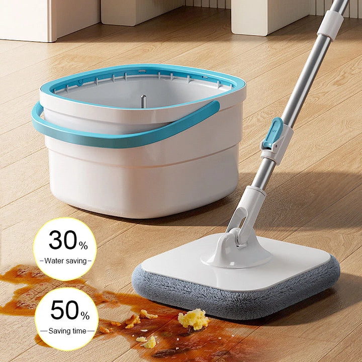 Self-Cleaning Mop 360° Spin Squeeze Mop with Easy Drain Dual Water Separation Bucket