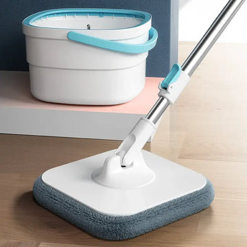 Self-Cleaning Mop 360° Spin Squeeze Mop with Easy Drain Dual Water Separation Bucket