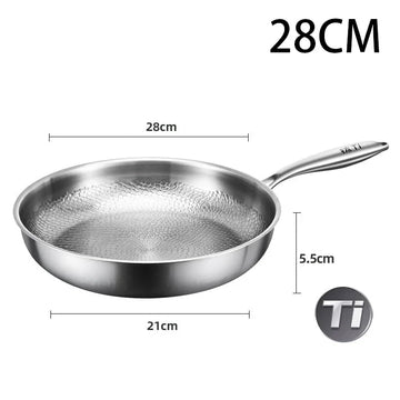 German Stainless Steel Frying Pan - Hammered Non-Stick Pattern