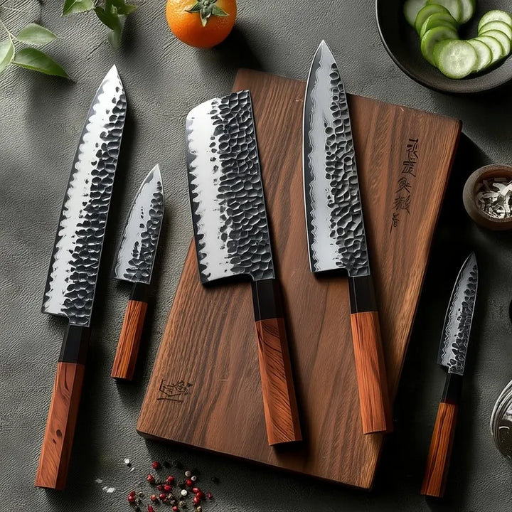 Razor-Sharp 3-Layer Composite Steel Japanese Chef Knives – 5-Piece Set