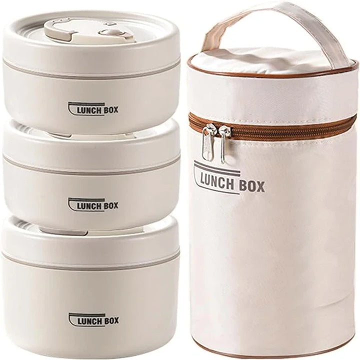Portable Insulated Stainless Steel Lunch Container Set – Stackable Thermal Bento Box for Adults and Kids