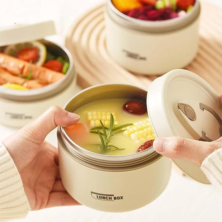 Portable Insulated Stainless Steel Lunch Container Set – Stackable Thermal Bento Box for Adults and Kids