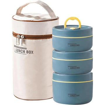 Portable Insulated Stainless Steel Lunch Container Set – Stackable Thermal Bento Box for Adults and Kids