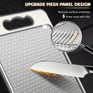 Textured surface with a magnifying glass showing anti-slip design, featuring a knife.
