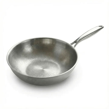 Titanium hammered wok pan with non-stick pure titanium surface and stainless steel handle, suitable for induction and gas cooktops small size pan.